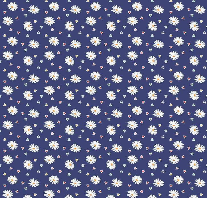 Simple Pleasures Heart Daisies Navy by American Jane for Riley Blake Designs