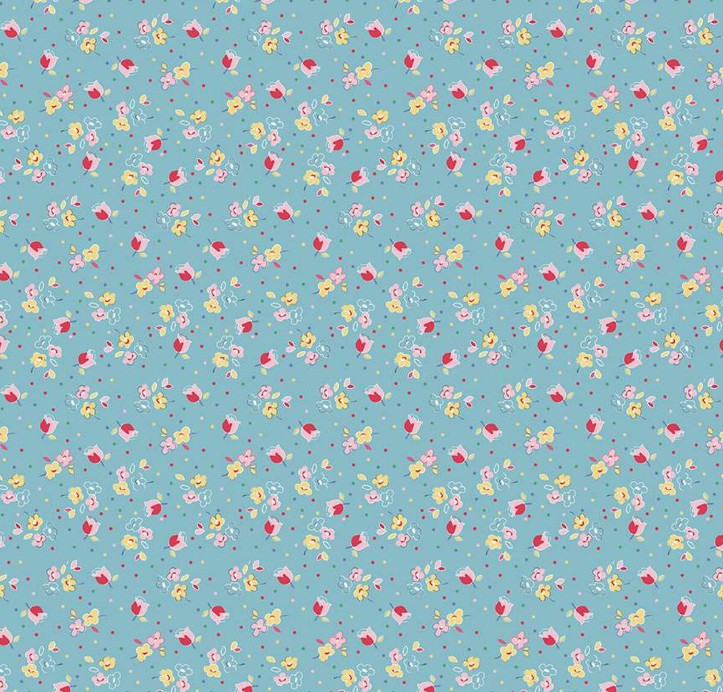 Simple Pleasures Calico Sweet Rose Aqua by American Jane for Riley Blake Designs