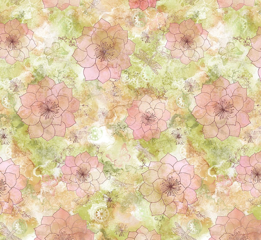 Flamingo Fling Textured Floral Pear by Nancy Smith for Studio E Fabrics