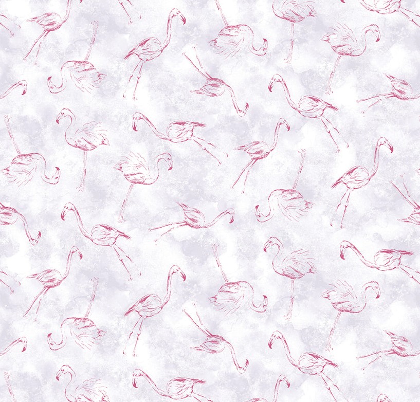 Flamingo Fling Tossed Flamingo Outline Lilac by Nancy Smith for Studio E Fabrics
