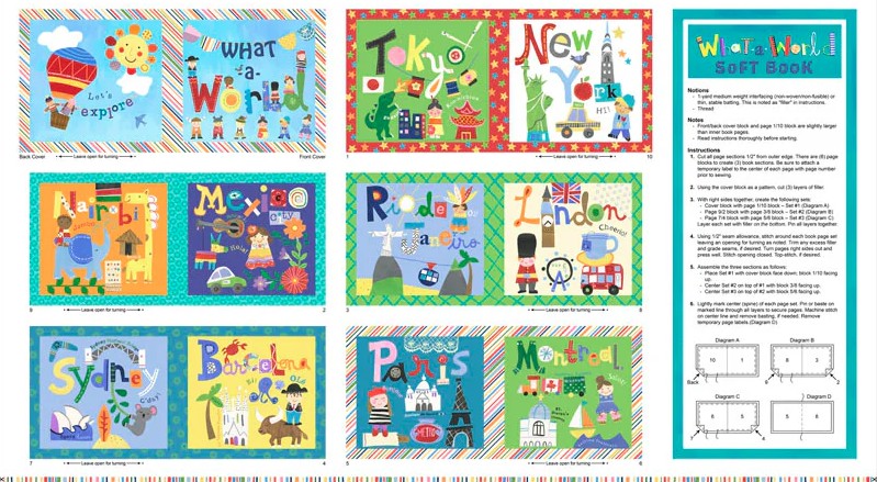 What a World Soft Book Panel by Jill McDonald for P&B Textiles