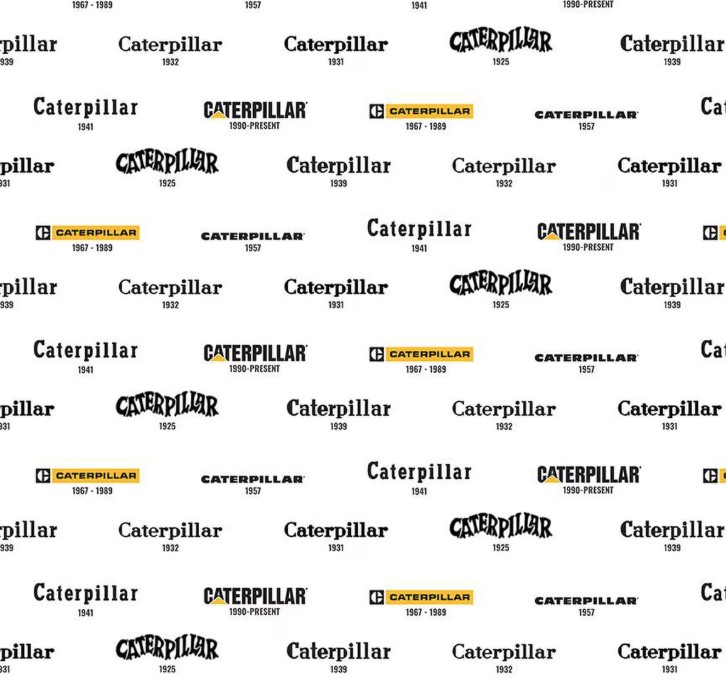 Caterpillar 100 Years Vintage Logos White from Riley Blake Designs