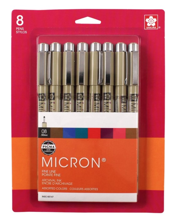 Pigma Micron 8 Pack Pen Set