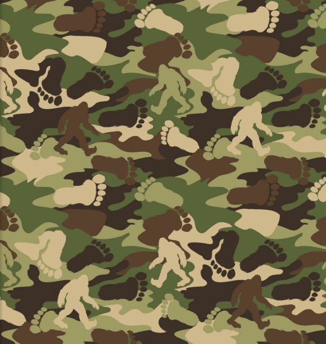 Legendary Loner Creature Camo Multi by Jim Baldwin for 3 Wishes Fabrics