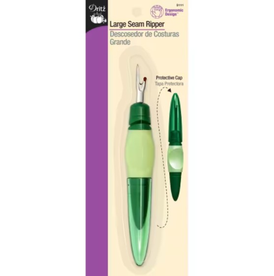 Large Ergonomic Seam Ripper from Dritz - Green