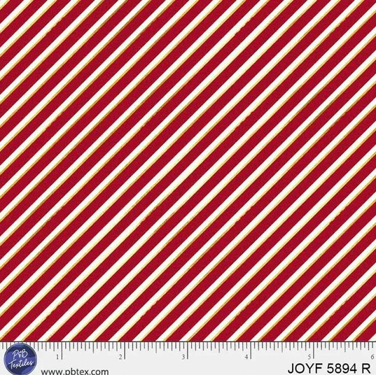 Joyful Candy Cane Stripe Red by Sara Berrenson for P&B Textiles
