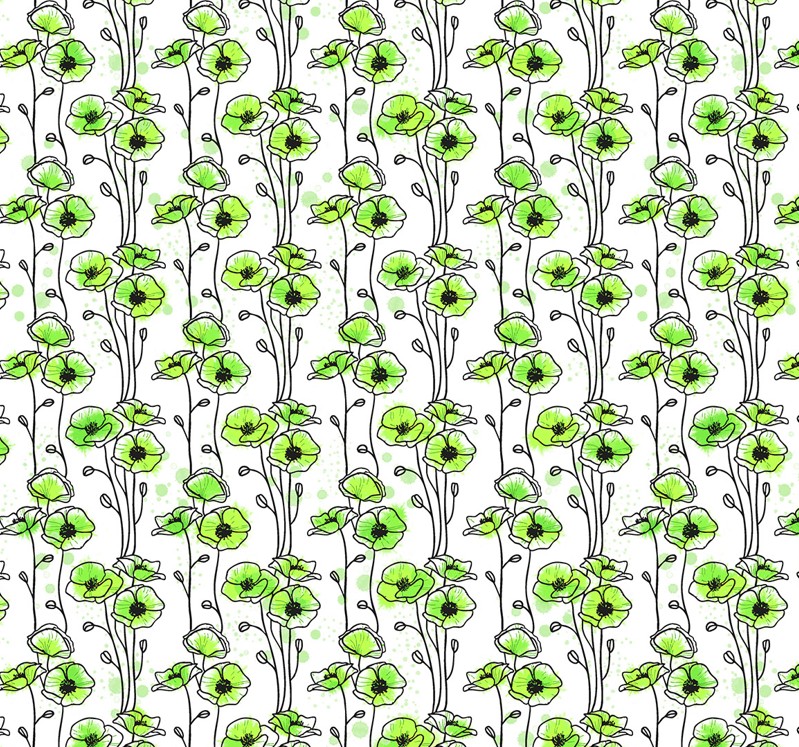 Good Together Floating Poppies Green by Patrick Lose for Northcott Fabrics