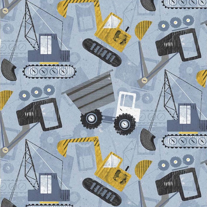 Diggers & Dozers Construction Blue Collar from Windham Fabrics