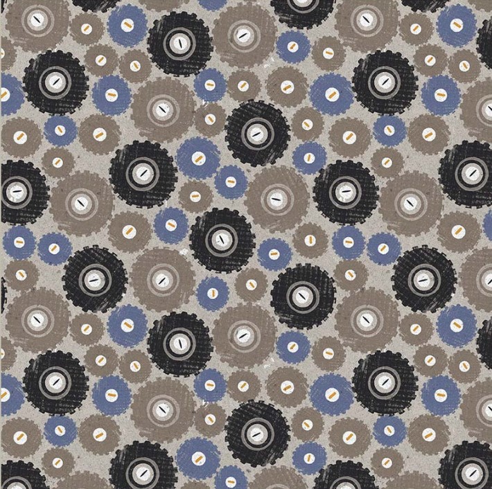 Diggers & Dozers Wheels Keep Turning Cement from Windham Fabrics