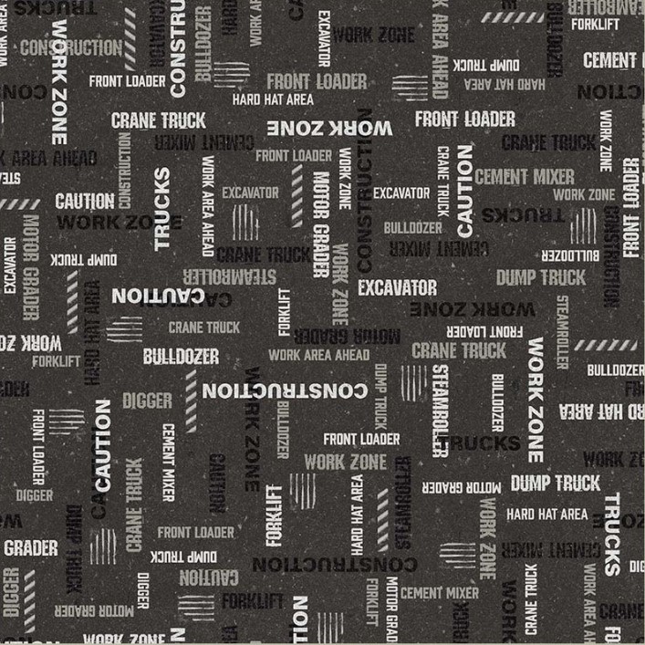 Diggers & Dozers Caution: Work Zone Dirt Black from Windham Fabrics