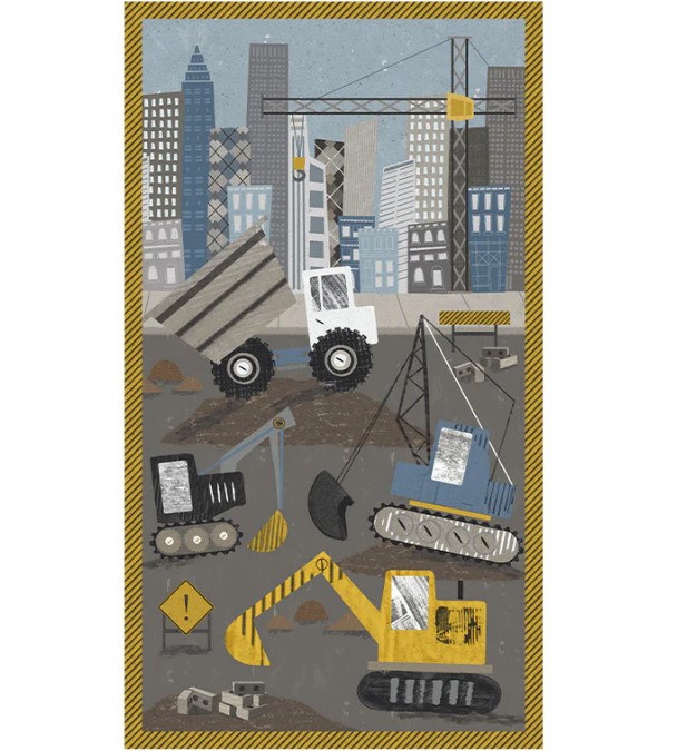 Diggers & Dozers City Works Multi Panel from Windham Fabrics