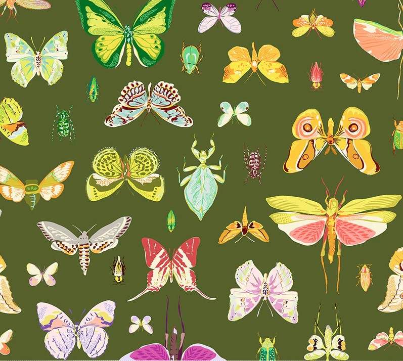 Insectarium On Display Olive by Tamara Kate for Windham Fabrics