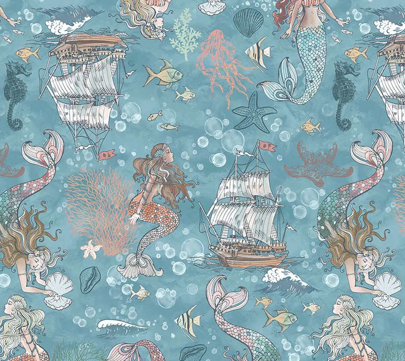 Ocean Song A Mermaid's Tale Ocean by Whistler Studios for Windham Fabrics
