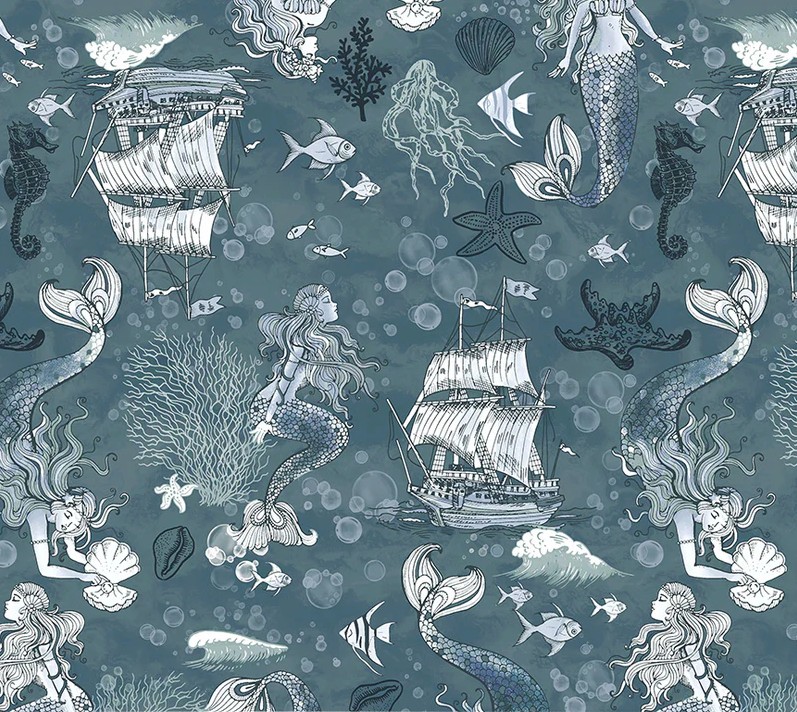 Ocean Song A Mermaid's Tale Marine by Whistler Studios for Windham Fabrics