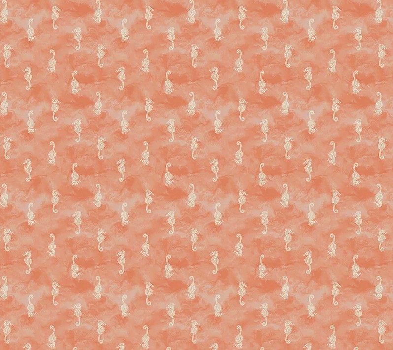 Ocean Song Seahorse Coral by Whistler Studios for Windham Fabrics