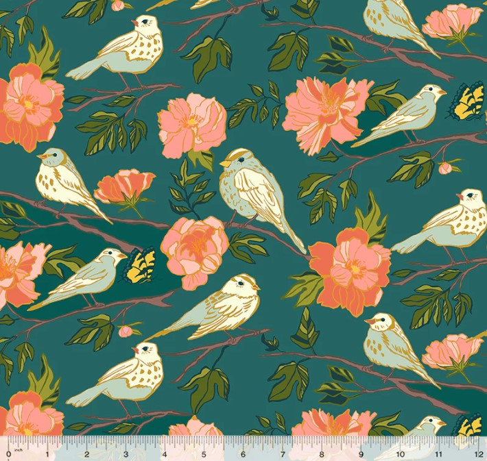 Lush LIfe Birds of a Feather Teal from Windham Fabrics