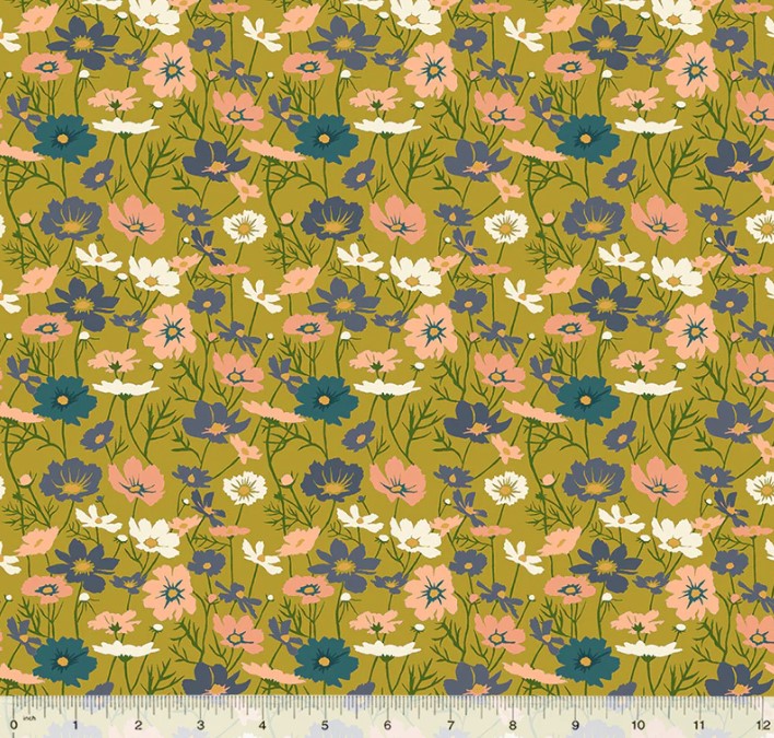 Lush Life Blooming Cosmos Moss from Windham Fabrics