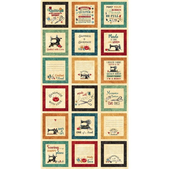 Stonehenge Stitchin' Sewing Sayings Block Panel from Northcott