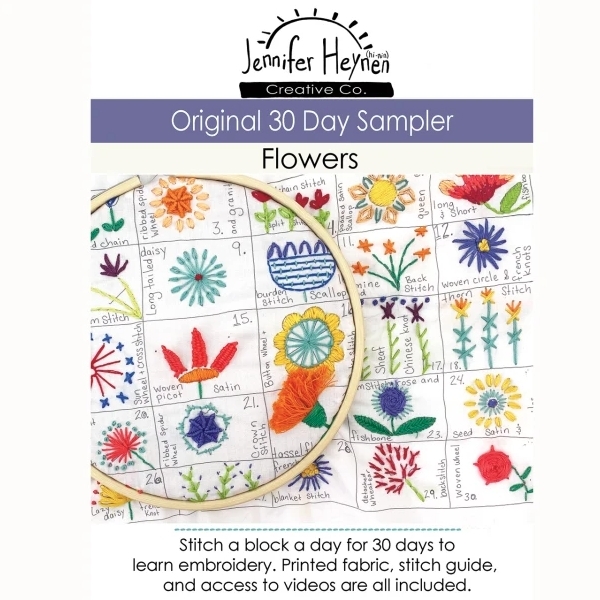 30 Day Flowers Embroidery Sampler