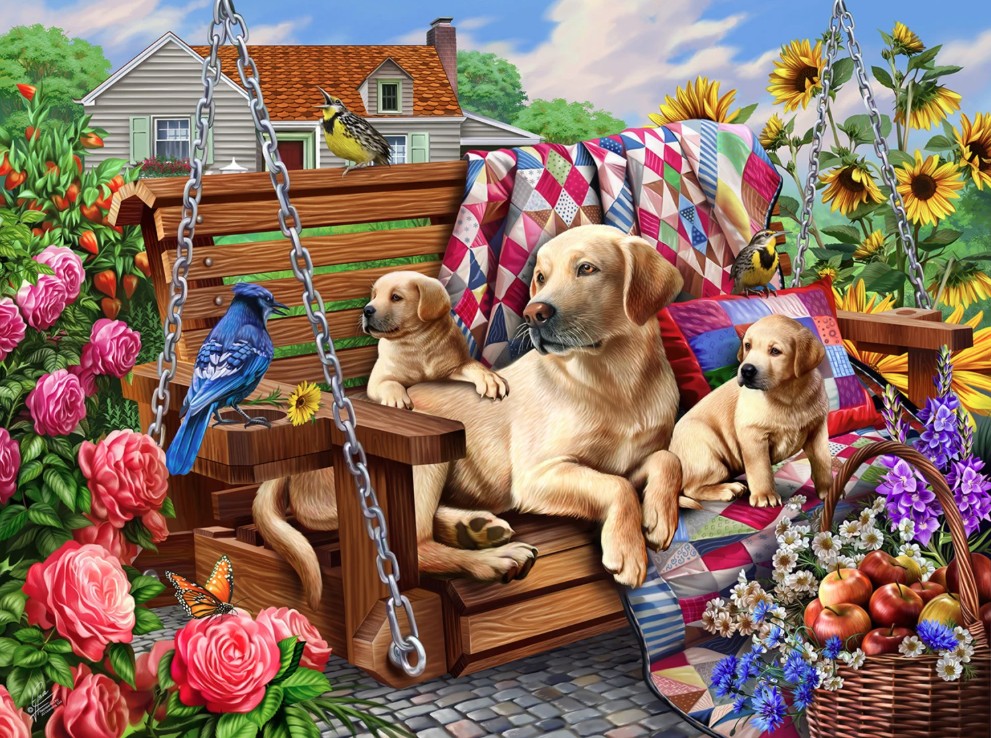 Dogs and Quilts 1000 Piece Jigsaw Puzzle