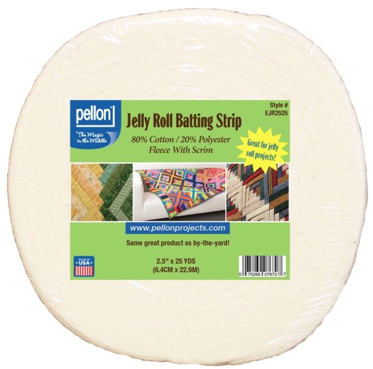 Pellon Jelly Roll Batting Strip Fleece with Scrim 2.5" x 25 Yards