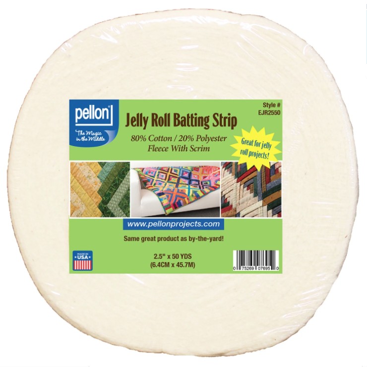 Pellon Jelly Roll Batting Strip Fleece with Scrim 2.5" x 50 Yards
