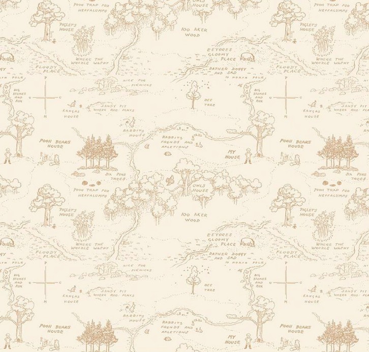 Winnie The Pooh Map Cream by Echo Park Paper Co. for Riley Blake Designs