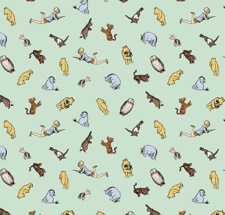 Winnie The Pooh Characters Green by Echo Park Paper Co. for Riley Blake Designs