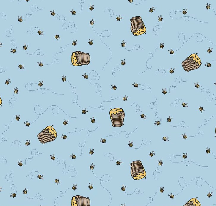 Winnie The Pooh Bees Blue by Echo Park Paper Co. for Riley Blake Designs