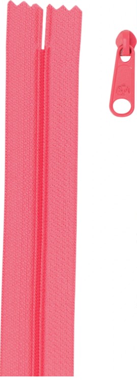 Four Yards of 16mm #4.5 Zipper Chain with Extra-Large Coordinated Coral Zipper Pulls