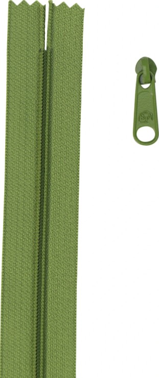 Four Yards of 16mm #4.5 Zipper Chain with Extra-Large Coordinated Olive Zipper Pulls
