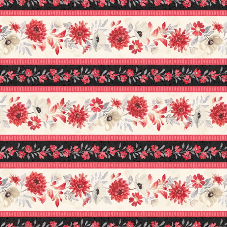 Scarlet Dreams Repeating Stripe Multi by Beth Grove for Wilmington Prints
