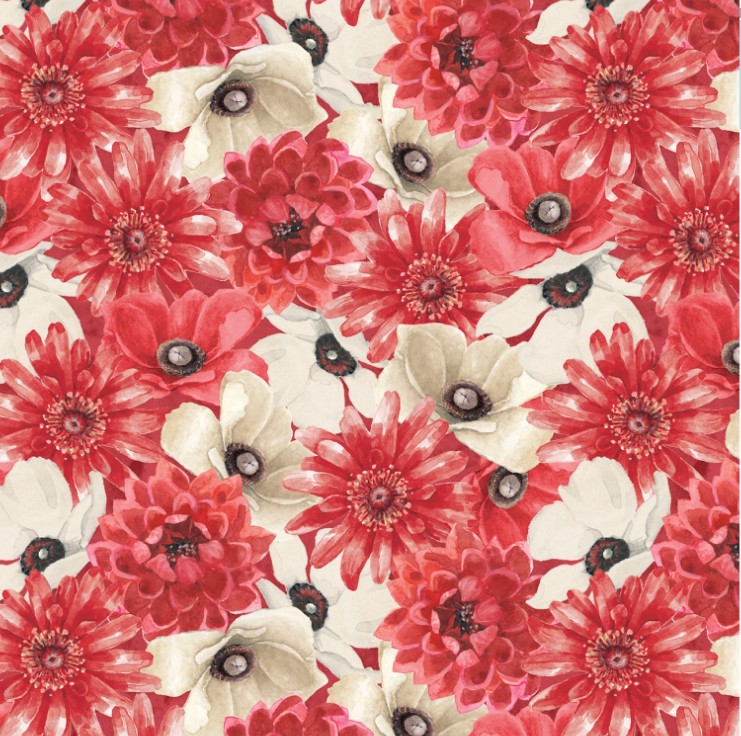Scarlet Dreams Packed Floral Multi by Beth Grove for Wilmington Prints