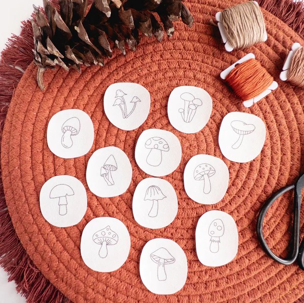 Mini Mushroom Stick and Stitch Pattern from Olmsted Needlework Co.