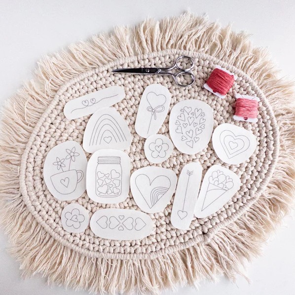 Hearts Stick & Stitch Hand Embroidery Pattern from Olmsted Needlework Co.
