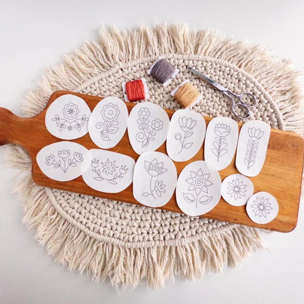 Folk Flowers Stick & Stitch Hand Embroidery Pattern from Olmsted Needlework Co.