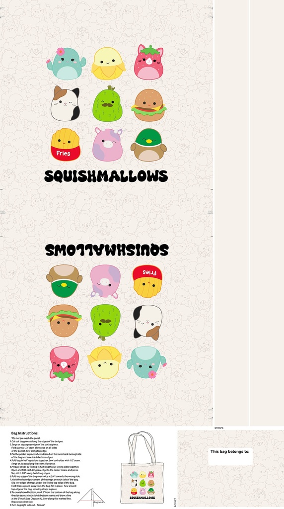 Squishmallows Canvas Bag Panel from Northcott
