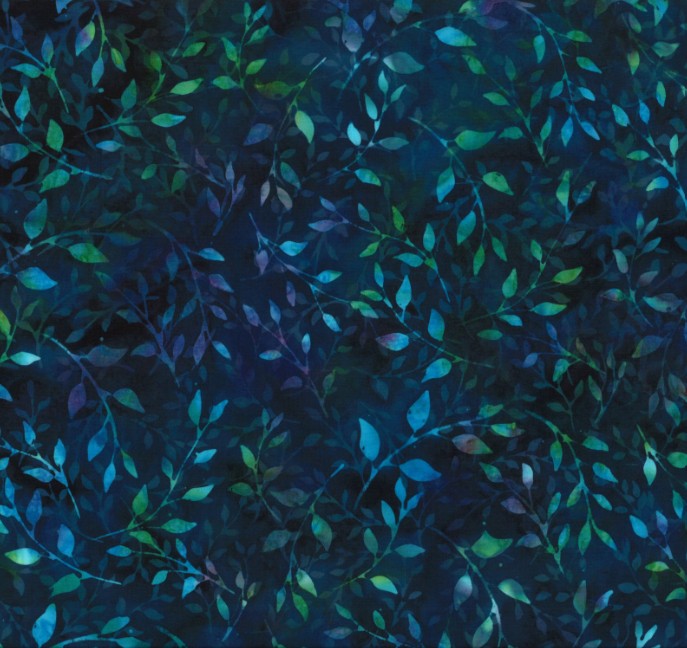 Deep Blue Sea Batik Leafy Ocean from Hoffman Fabrics
