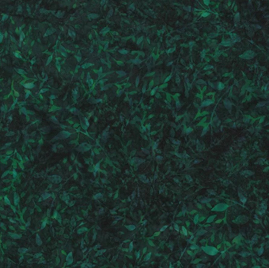 Deep Blue Sea Batik Leafy Black Jade from Hoffman Fabrics