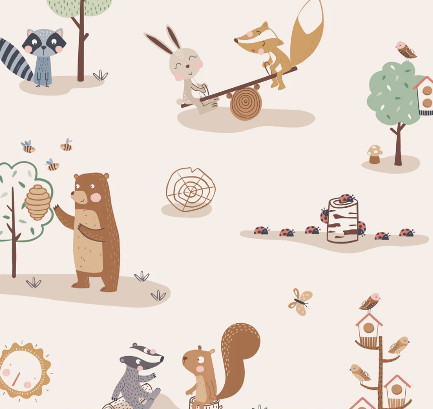 Fun In The Forest Main Cream from Phoebe Fabrics