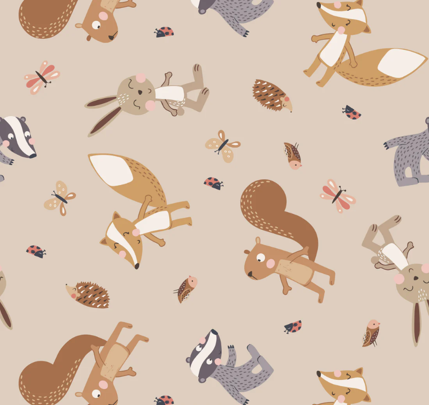 Fun In The Forest Forest Friends Beige from Phoebe Fabrics