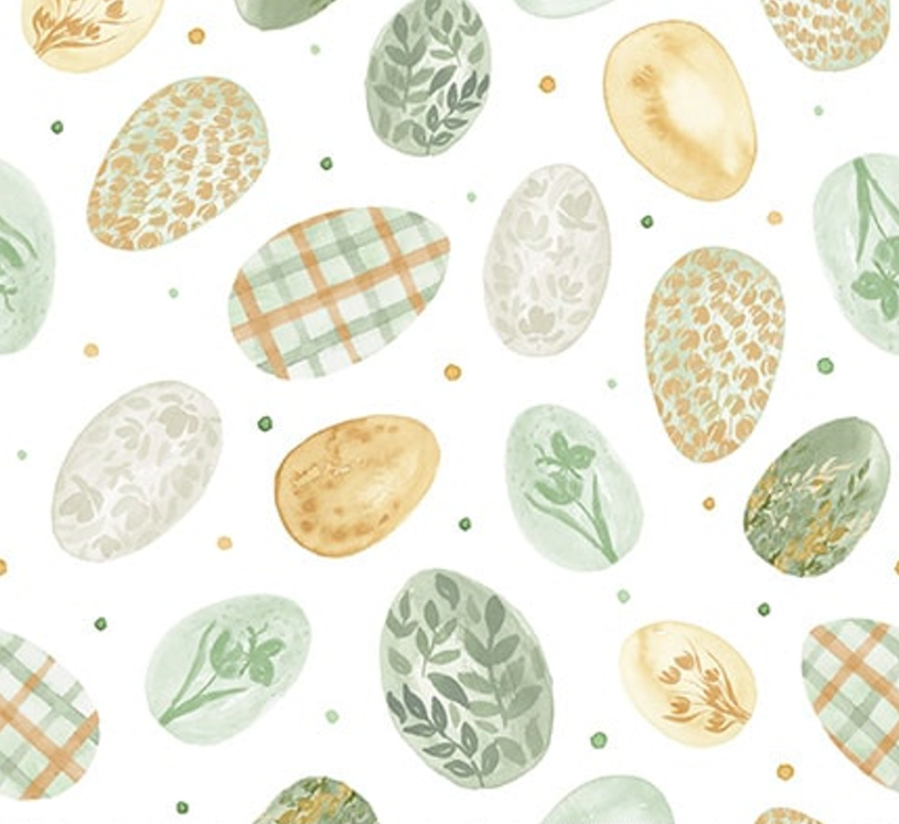 Spring Serenade Painted Eggs White from Blank Quilting
