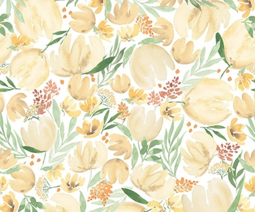 Spring Serenade Tulip Dense Floral Yellow from Blank Quilting