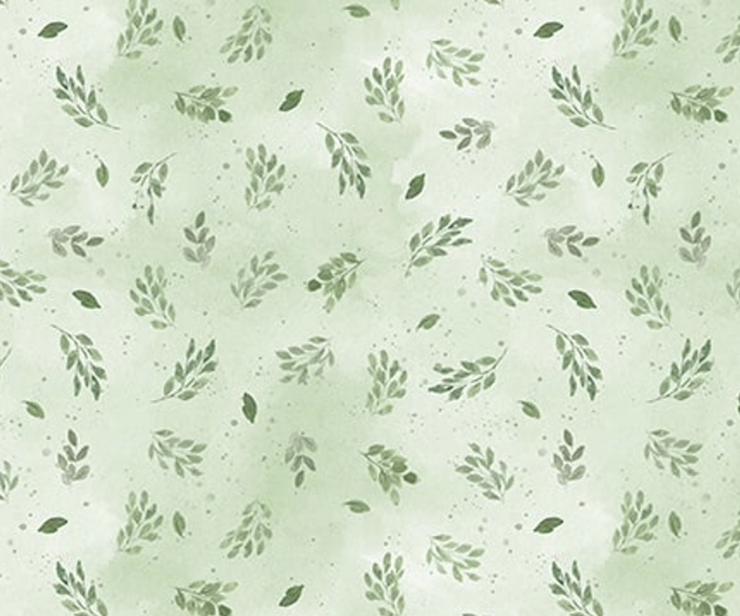 Spring Serenade Tossed Leaves Light Green from Blank Quilting