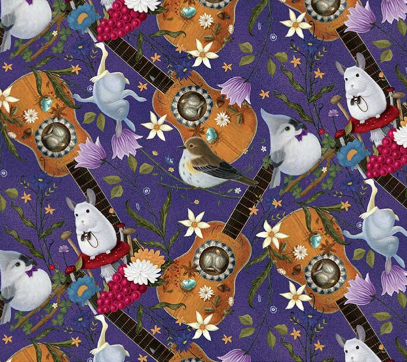 Serenade Tossed Guitars Periwinkle from Henry Glass