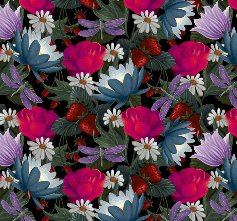 Serenade Floral Black from Henry Glass