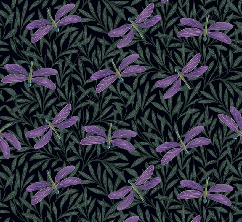 Serenade Dragonflies Navy from Henry Glass