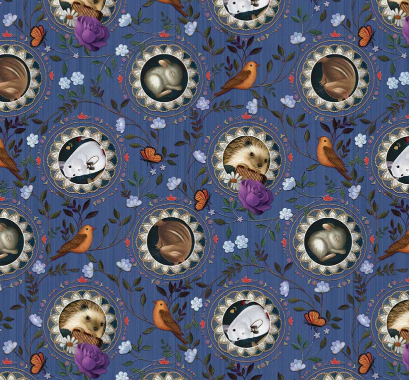 Serenade Animal Portraits Saphire Blue from Henry Glass