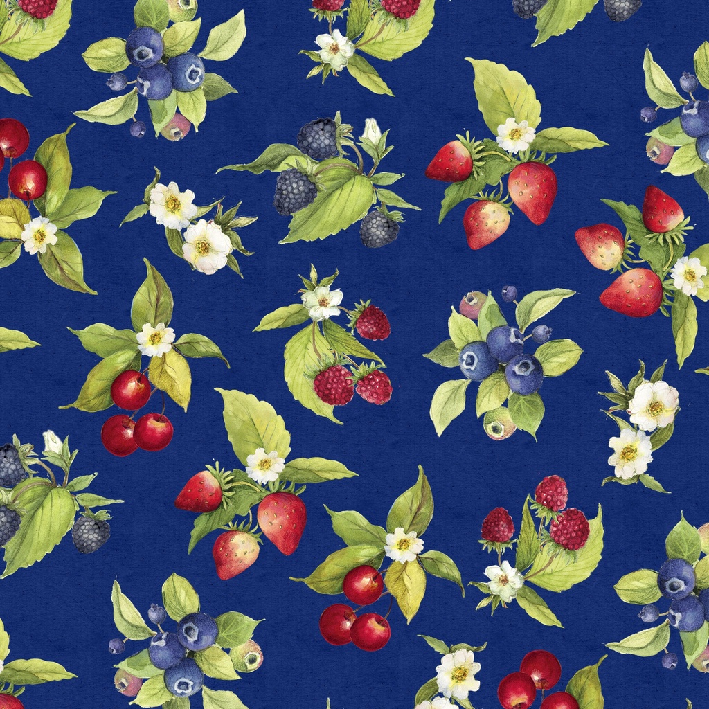 Patchwork Picnic Fruit Toss Navy from Lumin Fabrics