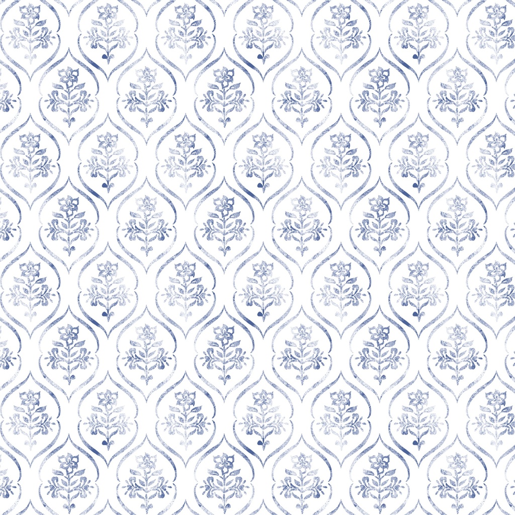 Patchwork Picnic Floral Stamp Blue from Lumin Fabrics
